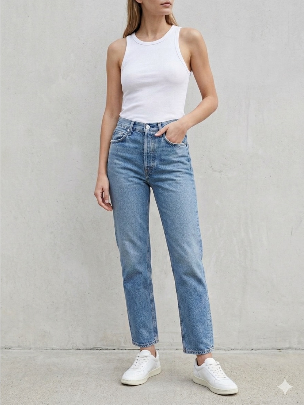 AGOLDE 90s Pinch Waist High Rise Straight Leg Jeans Blue 26 100% Organic Cotton